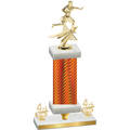 Premium Single Orange Carbon Fiber Fourth Place Flag Football Trophy