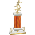 Premium Single Orange Carbon Fiber Year Flag Football Trophy