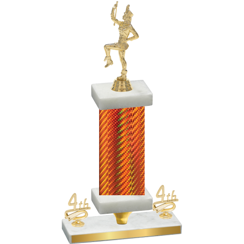 Premium Single Orange Carbon Fiber Fourth Place Majorette Trophy