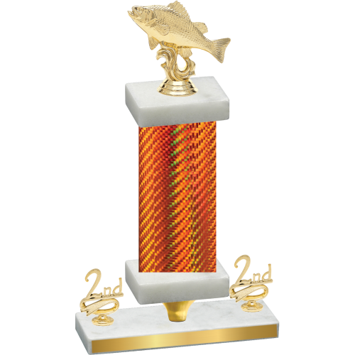 Premium Single Orange Carbon Fiber Second Place Fishing Trophy