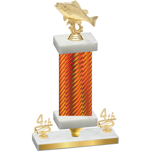 Premium Single Orange Carbon Fiber Fourth Place Fishing Trophy