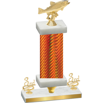 Premium Single Orange Carbon Fiber Third Place Fishing Trophy
