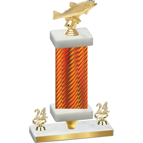 Premium Single Orange Carbon Fiber Year Fishing Trophy