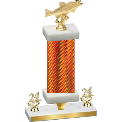 Premium Single Orange Carbon Fiber Year Fishing Trophy