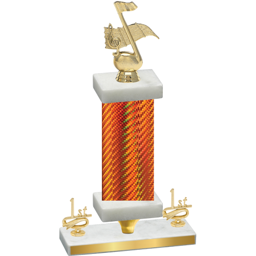 Premium Single Orange Carbon Fiber First Place Music Trophy