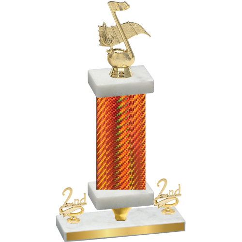 Premium Single Orange Carbon Fiber Second Place Music Trophy