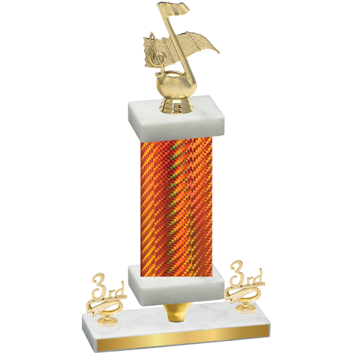 Premium Single Orange Carbon Fiber Third Place Music Trophy