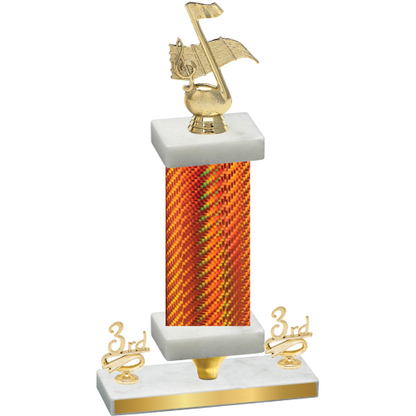 Premium Single Orange Carbon Fiber Third Place Music Trophy