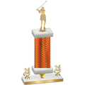 Premium Single Orange Carbon Fiber Year Golf Trophy