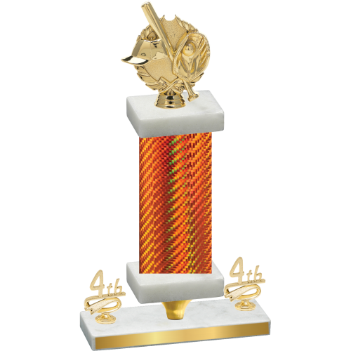 Premium Single Orange Carbon Fiber Fourth Place Baseball Trophy