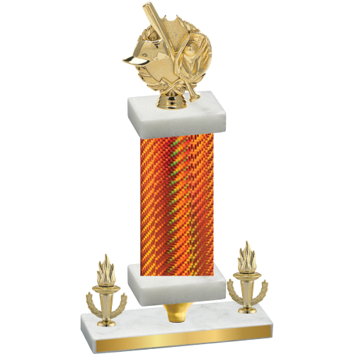 Premium Single Orange Carbon Fiber Victory Baseball Trophy