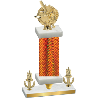 Premium Single Orange Carbon Fiber Victory Baseball Trophy
