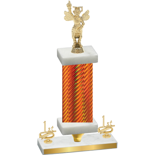 Premium Single Orange Carbon Fiber First Place Academics Trophy