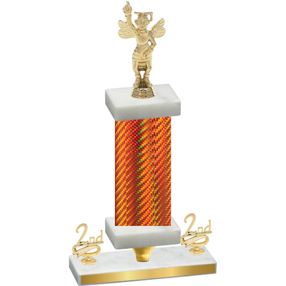 Premium Single Orange Carbon Fiber Second Place Academics Trophy