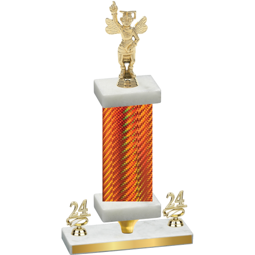 Premium Single Orange Carbon Fiber Year Academics Trophy