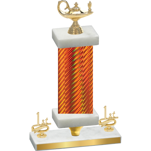 Premium Single Orange Carbon Fiber First Place Academics Trophy