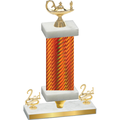 Premium Single Orange Carbon Fiber Second Place Academics Trophy