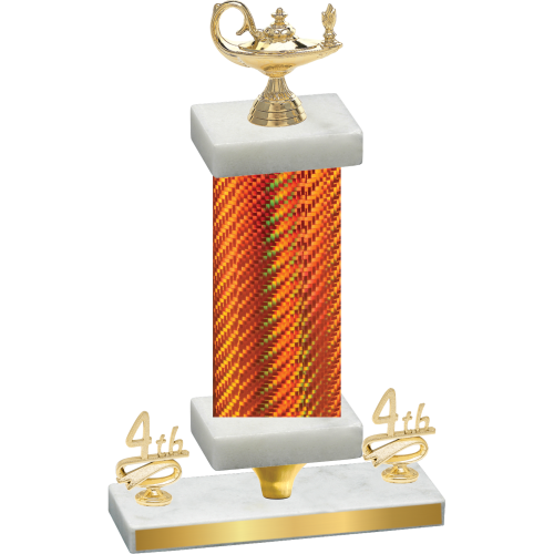 Premium Single Orange Carbon Fiber Fourth Place Academics Trophy