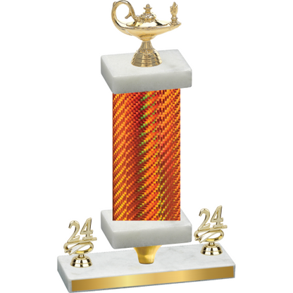 Premium Single Orange Carbon Fiber Year Academics Trophy