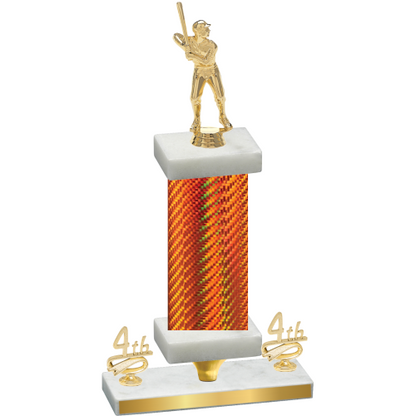 Premium Single Orange Carbon Fiber Fourth Place Baseball Trophy