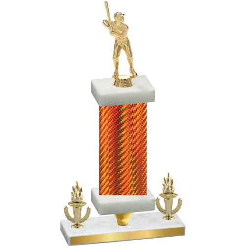 Premium Single Orange Carbon Fiber Victory Baseball Trophy