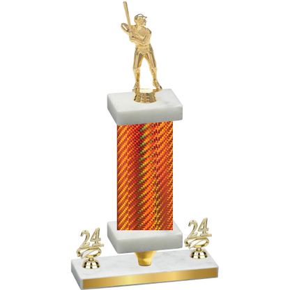 Premium Single Orange Carbon Fiber Year Baseball Trophy
