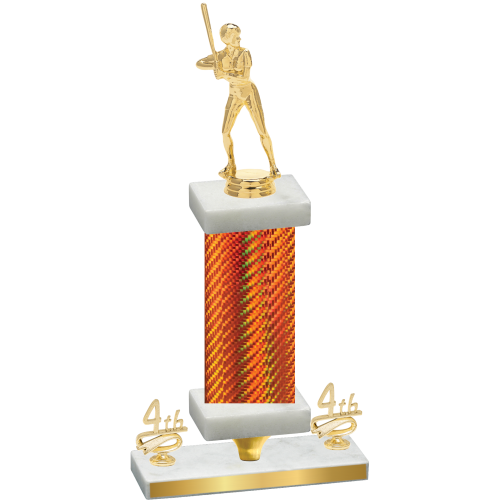 Premium Single Orange Carbon Fiber Fourth Place Softball Trophy