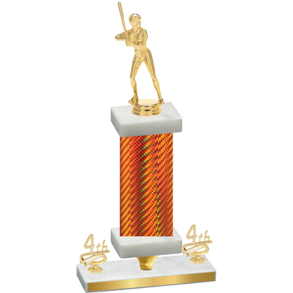 Premium Single Orange Carbon Fiber Fourth Place Softball Trophy