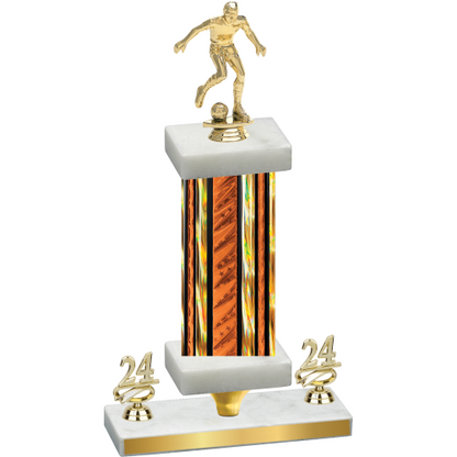Premium Single Orange Glacier Year Soccer Trophy