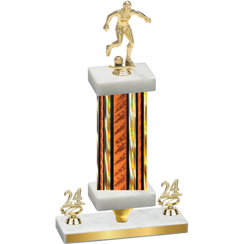 Premium Single Orange Glacier Year Soccer Trophy