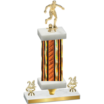Premium Single Orange Glacier Year Soccer Trophy