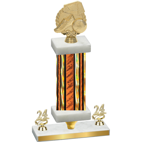 Premium Single Orange Glacier Year Soccer Trophy