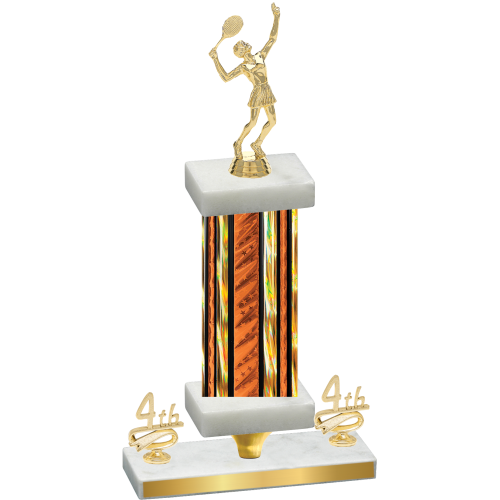 Premium Single Orange Glacier Fourth Place Tennis Trophy