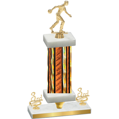 Premium Single Orange Glacier Third Place Bowling Trophy