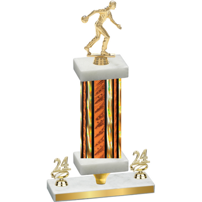 Premium Single Orange Glacier Year Bowling Trophy