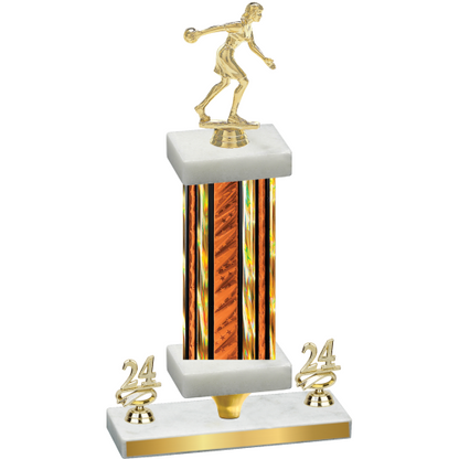 Premium Single Orange Glacier Year Bowling Trophy