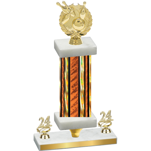 Premium Single Orange Glacier Year Bowling Trophy