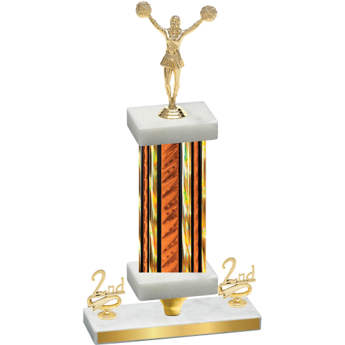 Premium Single Orange Glacier Second Place Cheerleading Trophy
