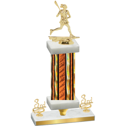 Premium Single Orange Glacier Third Place Lacrosse Trophy