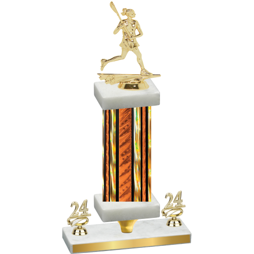 Premium Single Orange Glacier Year Lacrosse Trophy