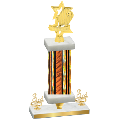 Premium Single Orange Glacier Third Place Pickleball Trophy
