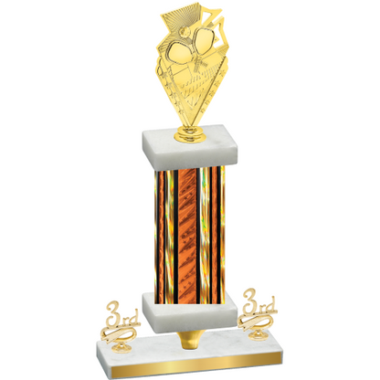 Premium Single Orange Glacier Third Place Pickleball Trophy