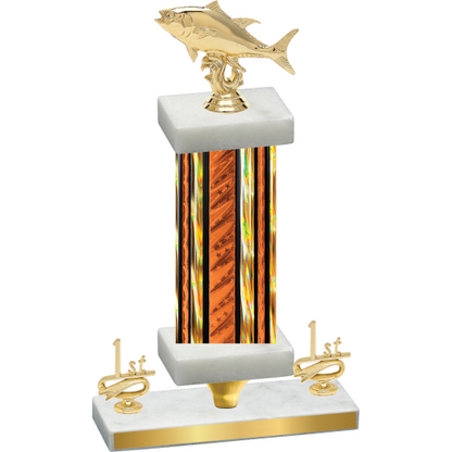 Premium Single Orange Glacier First Place Fishing Trophy