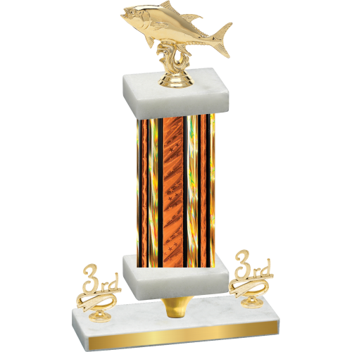Premium Single Orange Glacier Third Place Fishing Trophy
