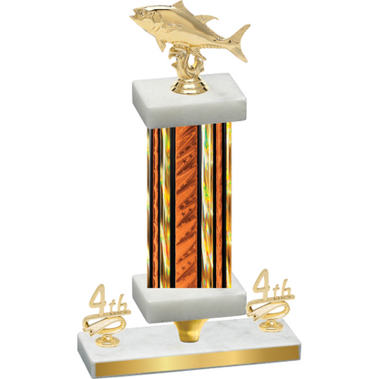 Premium Single Orange Glacier Fourth Place Fishing Trophy