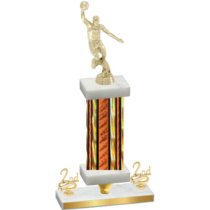 Premium Single Orange Glacier Second Place Basketball Trophy
