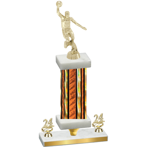 Premium Single Orange Glacier Year Basketball Trophy