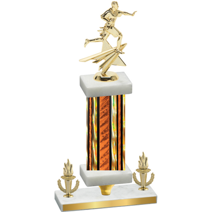 Premium Single Orange Glacier Victory Flag Football Trophy