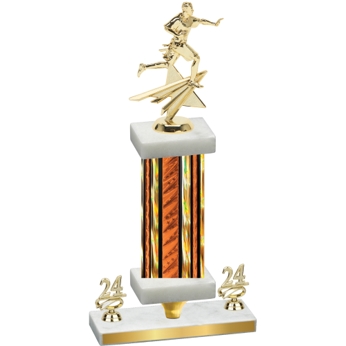 Premium Single Orange Glacier Year Flag Football Trophy