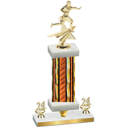 Premium Single Orange Glacier Year Flag Football Trophy